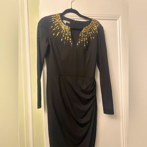 Maggy London Long Sleeve Midi Black Dress
